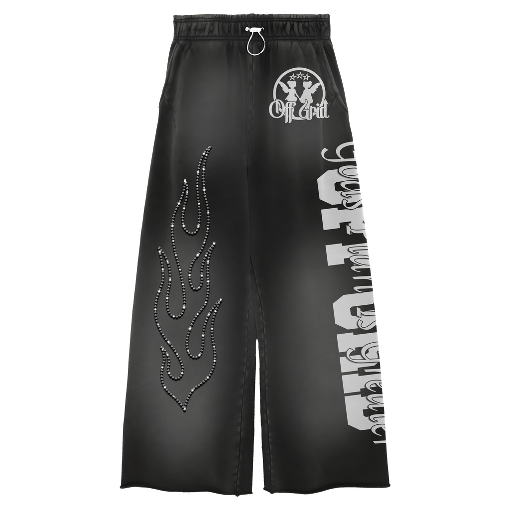 Off-Grid Rhinestone Flame Sweatpants