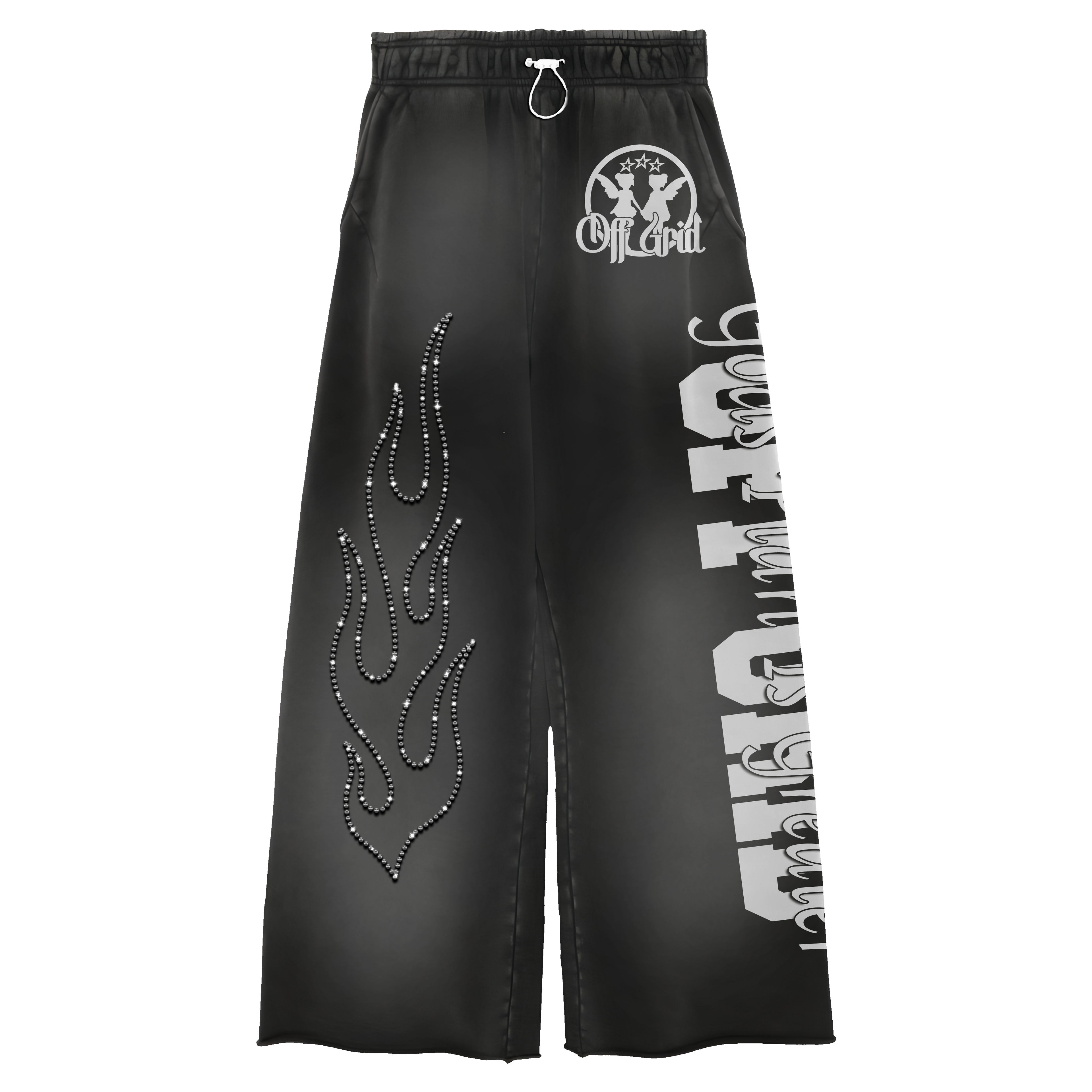 Off-Grid Rhinestone Flame Sweatpants
