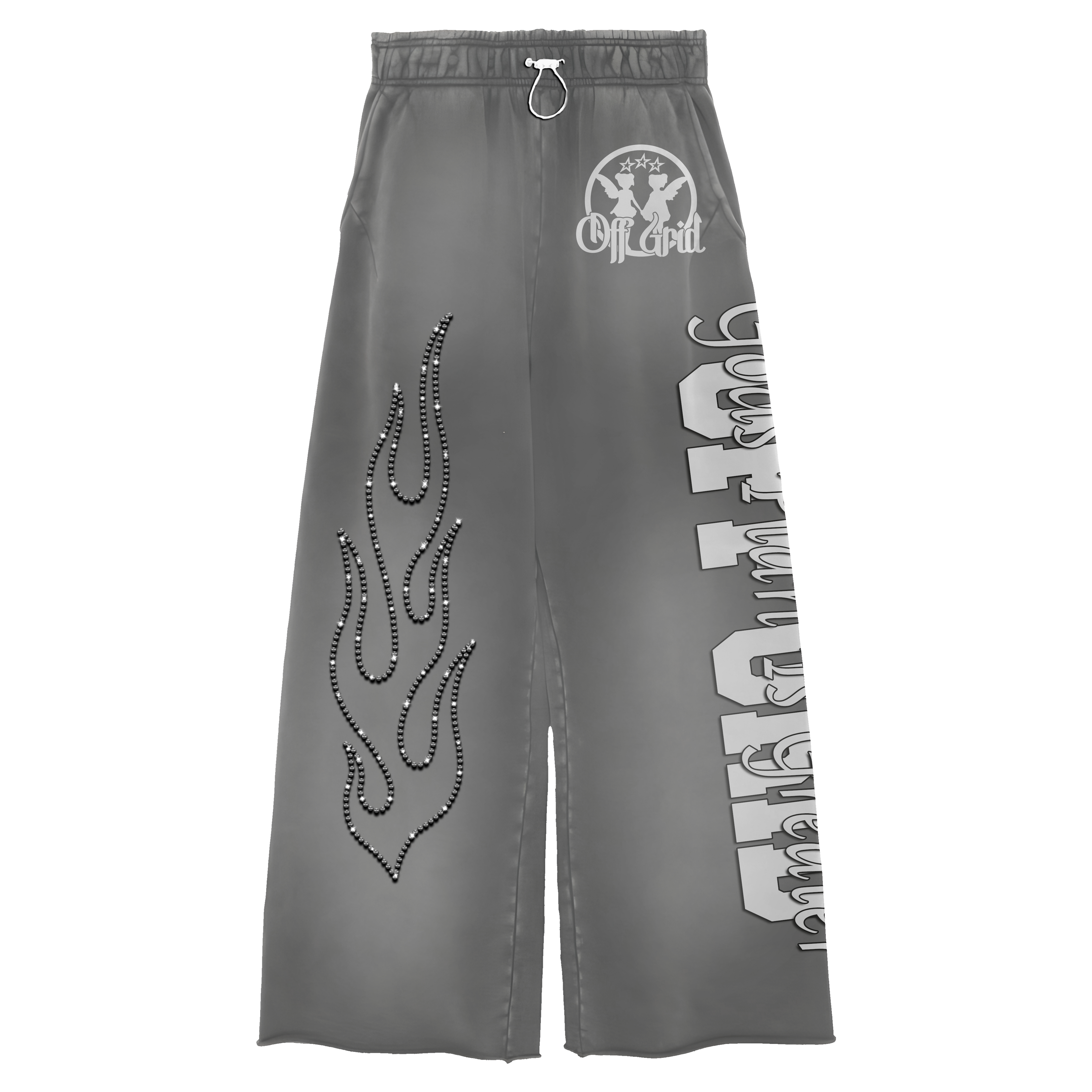 Off-Grid Rhinestone Flame Sweatpants